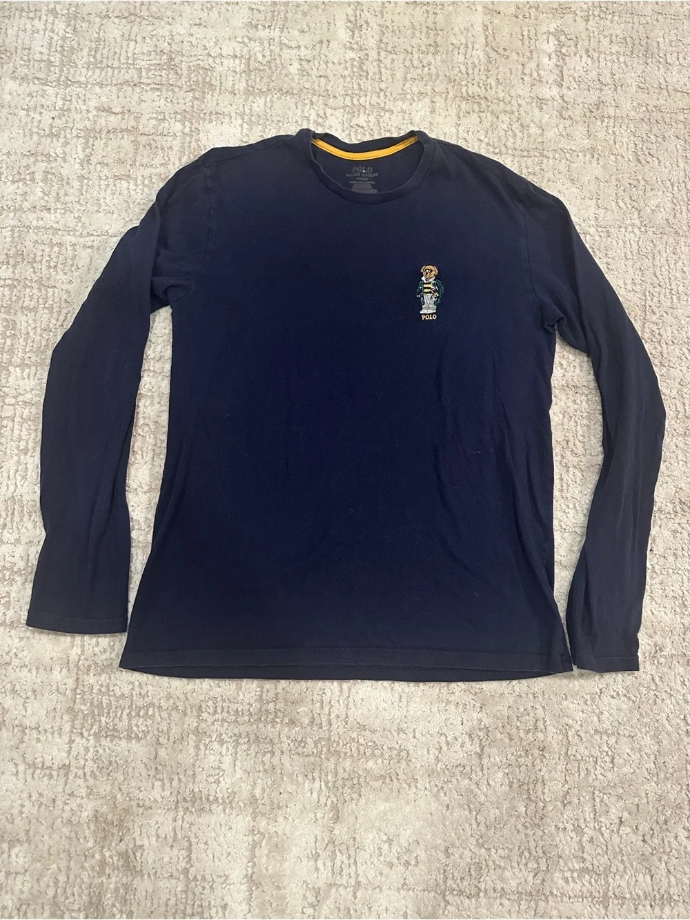 Polo Ralph Lauren Polo Bear Long Sleeve Shirt Navy Embroidered Bear Men’s L